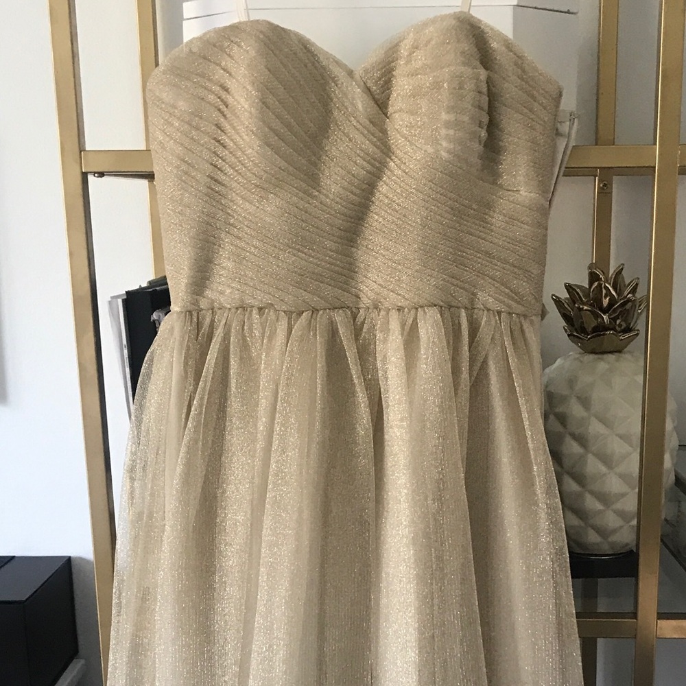 Gold tulle midi dress NWT